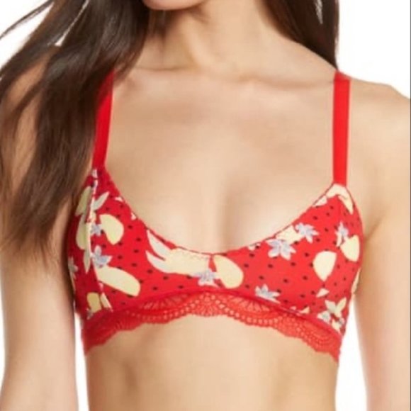 Free People Other - Free People Mari Printed Bralette Cherry Combo L